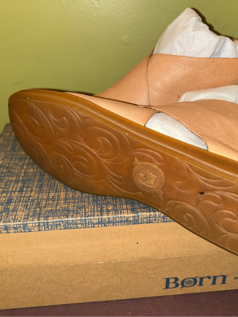 Born Women's Tan Leather Slip-On LoafersIWA Natural